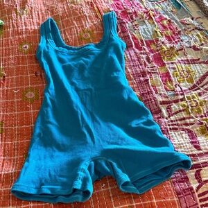SKIMS Turquoise Blue Ribbed Sleeveless Jumpsuit Romper